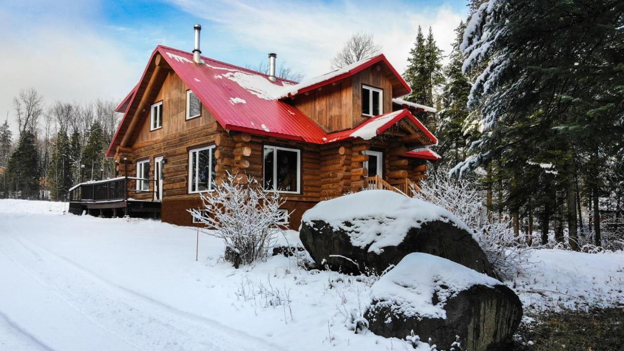 Les Chalets Tourisma - Chalet En Bois Rond Avec Spa Et Lac Prive - Le Caribou Sainte-Catherine Exterior photo